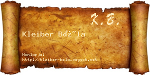Kleiber Béla névjegykártya